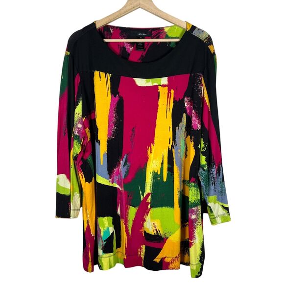 Ali Miles Tunic Top Plus 2X  Abstract Artsy Art to Wear Colorful Multi - Picture 1 of 9